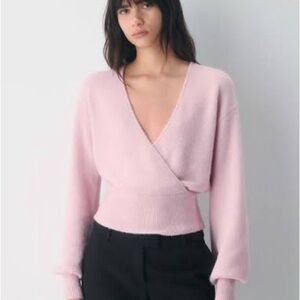 Aritzia Wilfred Dear Pink Wrap Sweater XS NWT